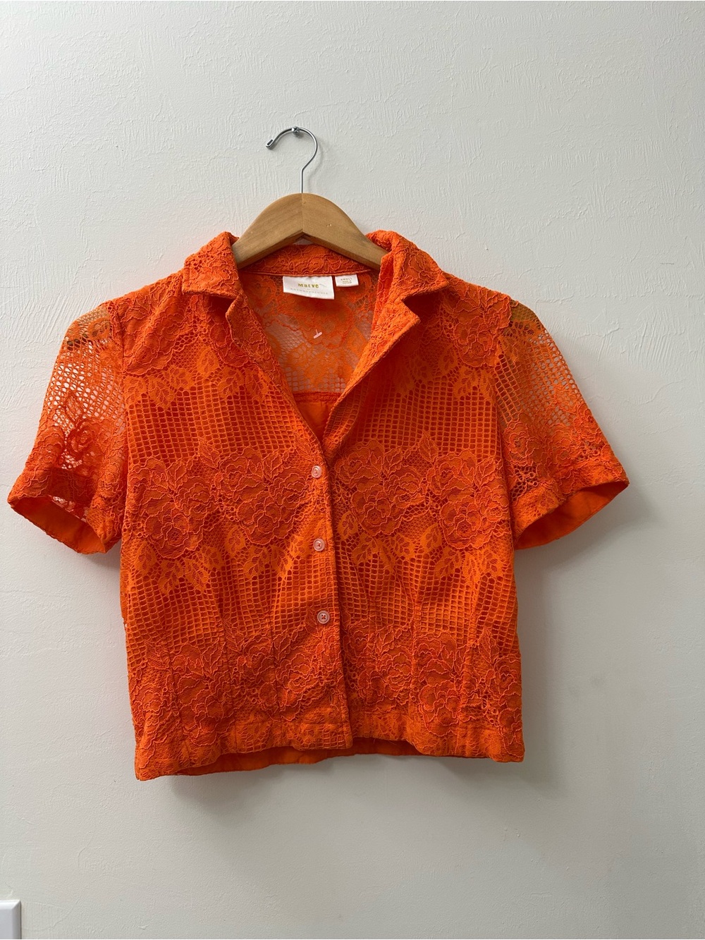 Anthropologie Maeve Lace Buttondown Top size S